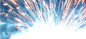 Sparks from a boarding torch.